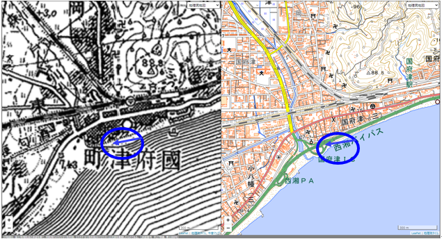 国府津海岸（位置図）