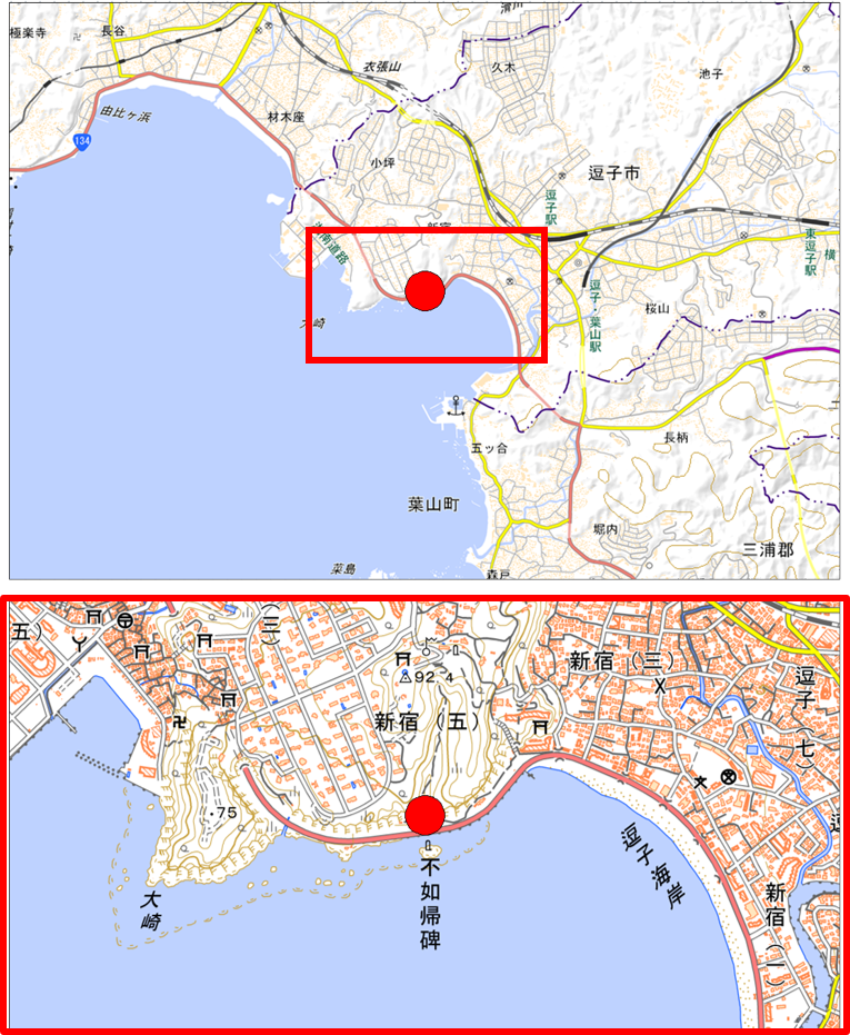 不如帰の碑（位置図）