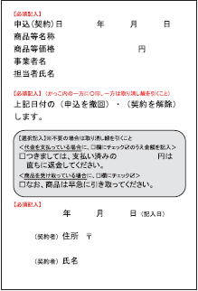 クーリング・オフはがき裏画像