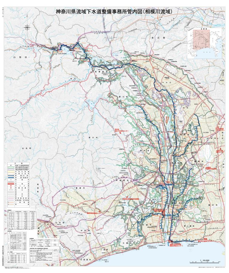 相模川流域下水道管内図