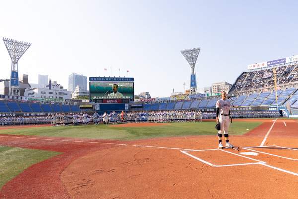 県立川崎北高等学校野球部主将の佃陵汰さん