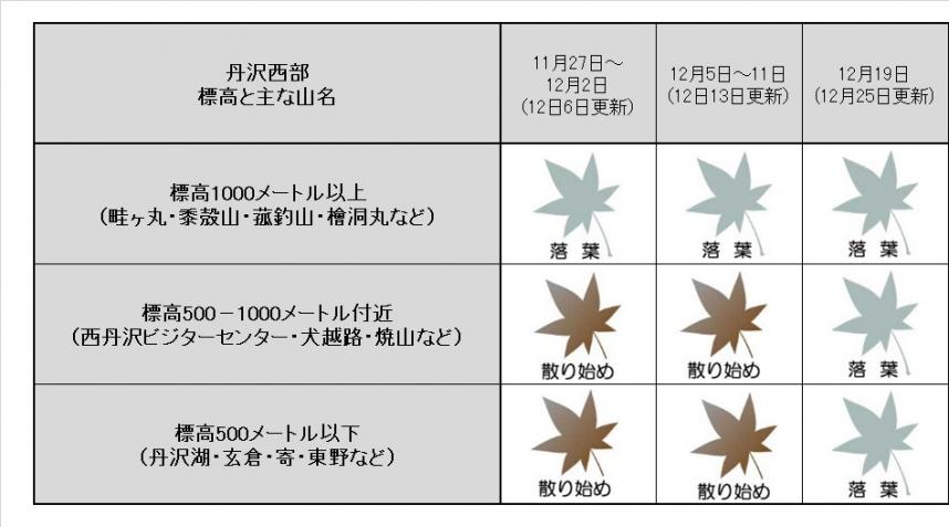 12月25日更新紅葉表丹沢西部