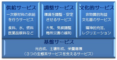 4つの生態系サービスの分類イメージ