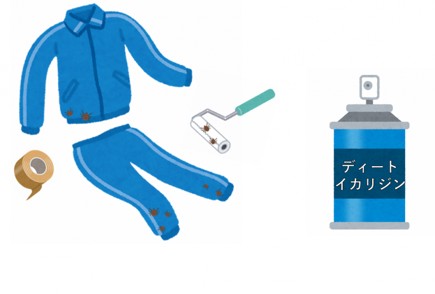 ダニのついた服と虫よけスプレー