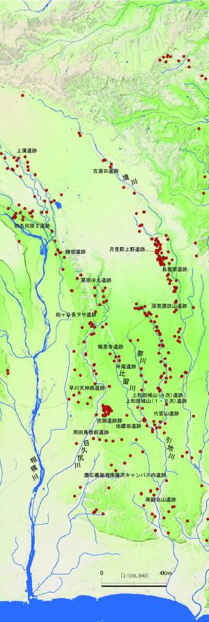 相模野台地の旧石器時代遺跡の分布