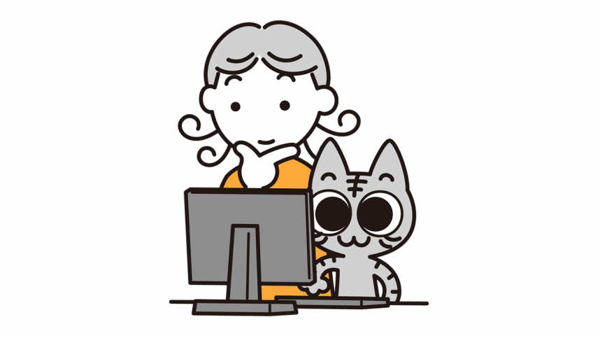 インターネット通販を利用するマキマキちゃんとニャン吉