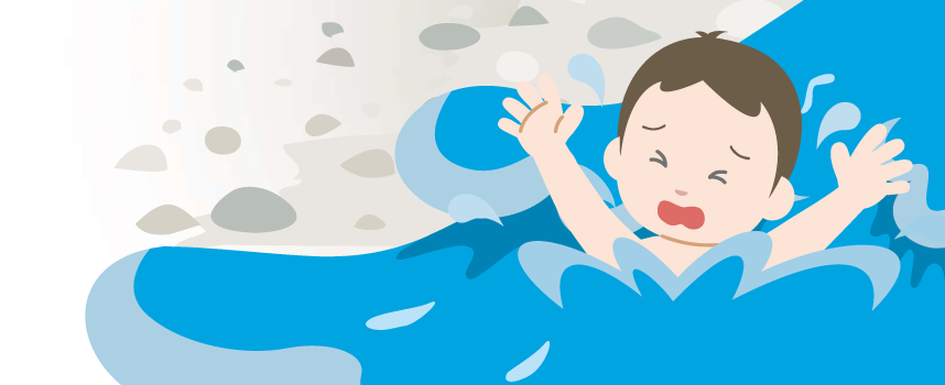 おぼれている子供のイラスト