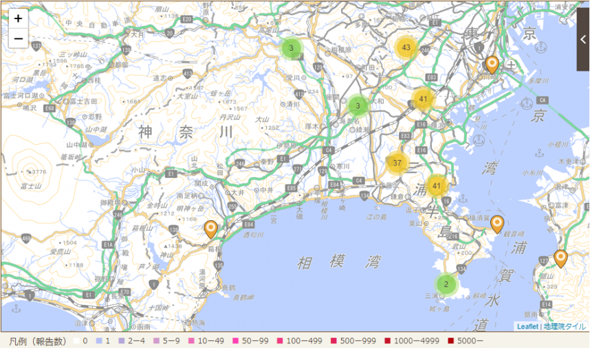 アライグマ出没位置図