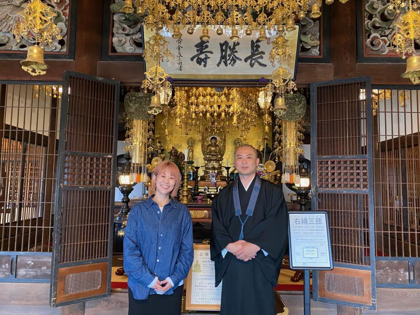 ラジオ写真(金子パーソナリティと浄楽寺の土川副住職)