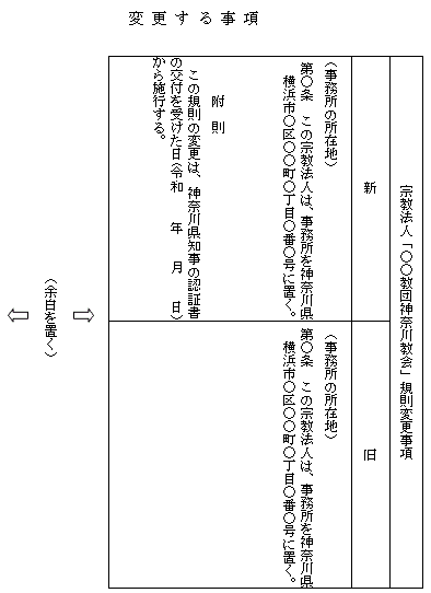 変更する事項記載例縦