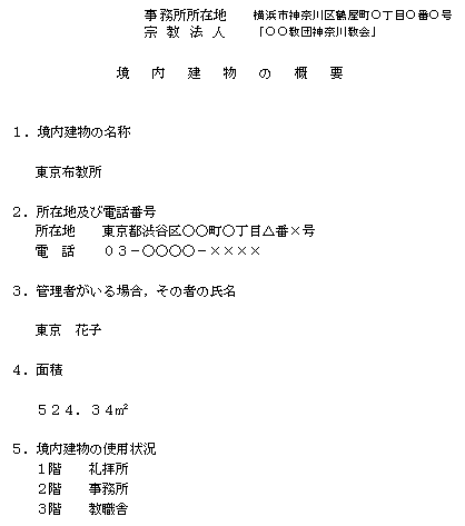 画像：境内建物の概要記載例