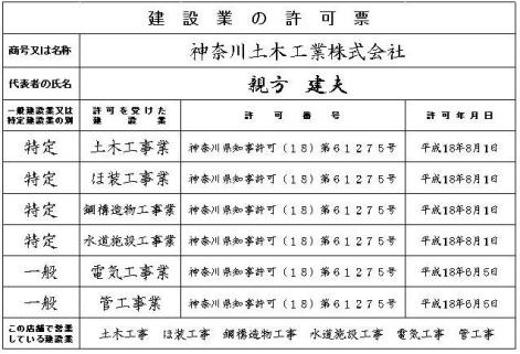 建設業許可票