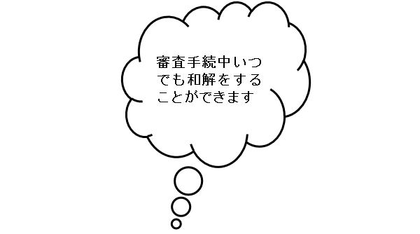 審査手続き中はいつでも和解をすることができます