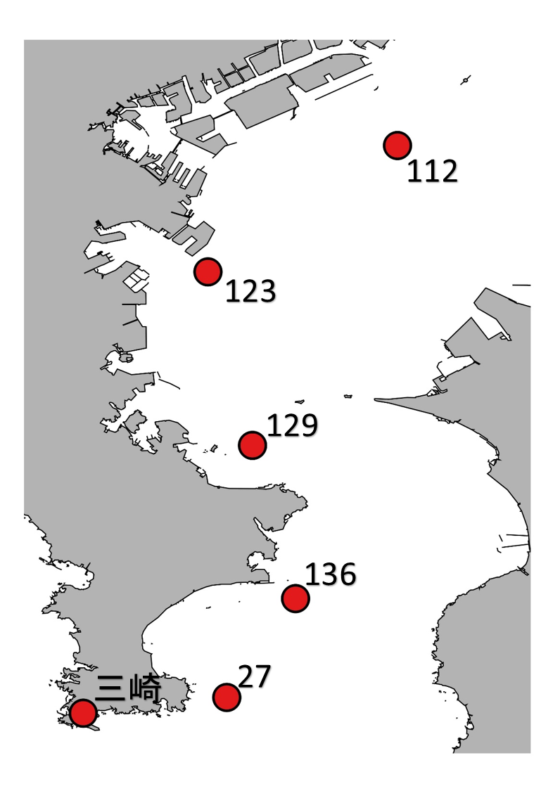 調査船による採水地点