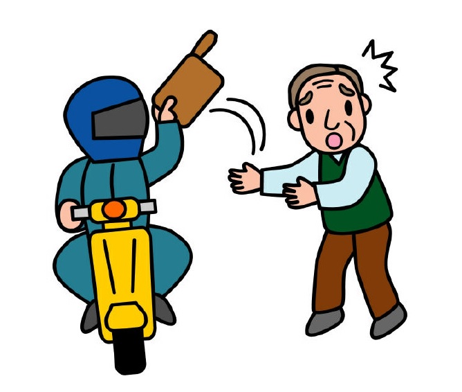 「バイクでひったくり」のイラスト