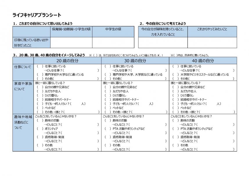 ワークシート（選択肢）