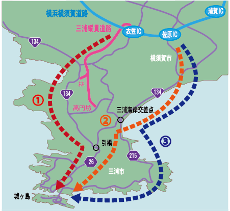 城ヶ島へのアクセス図