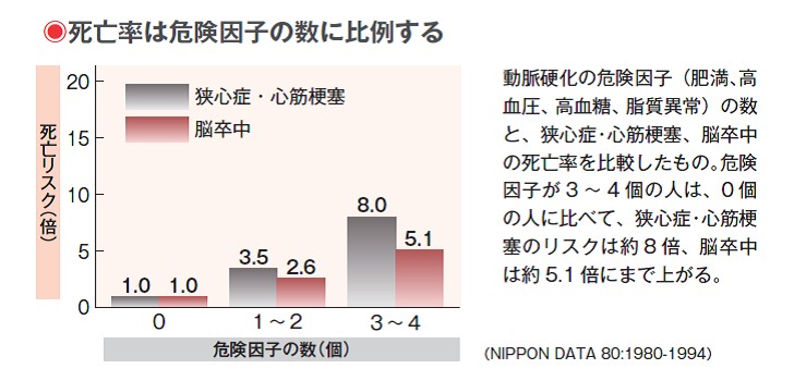 動脈硬化を進める危険因子は、肥満・高血圧・高血糖・脂質異常