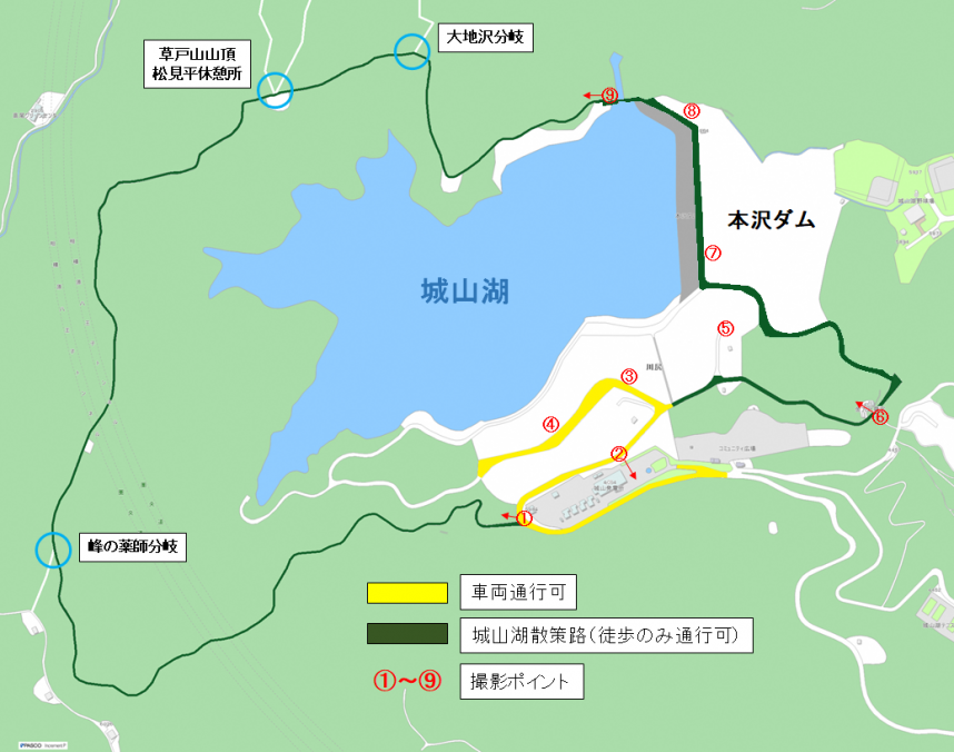 城山湖周辺の地図