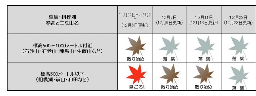 12月23日陣馬・相模湖の紅葉表