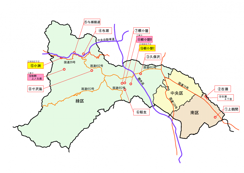 急傾斜地崩壊対策事業管内図