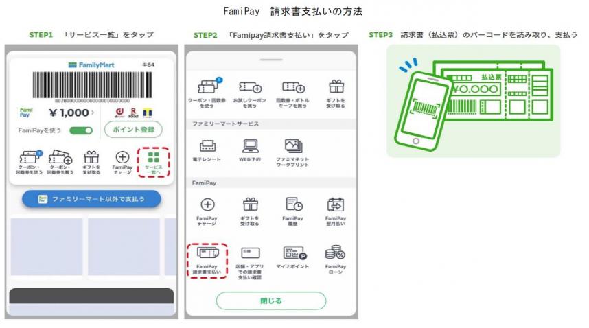 ファミペイ　請求書支払いの方法　図説