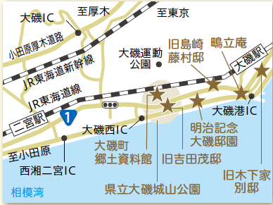 大磯町周辺スポットの位置関係