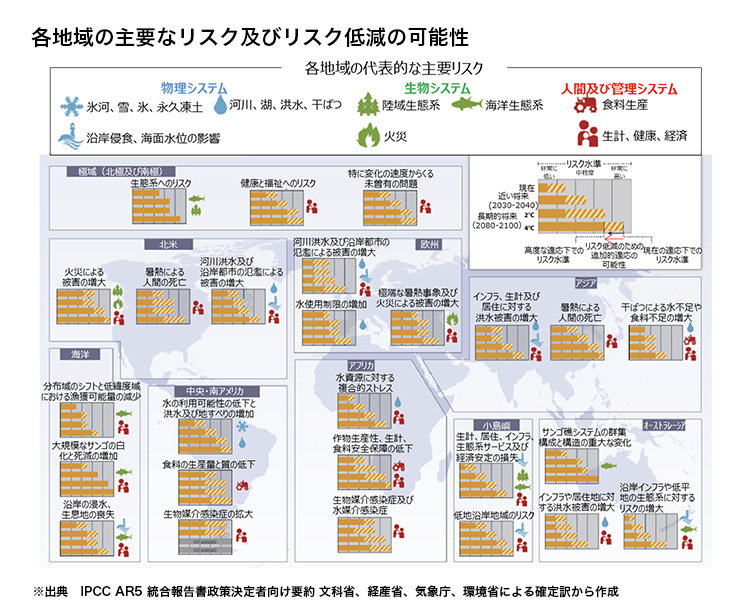 各地域の主要なリスク及びリスク低減の可能性の図表