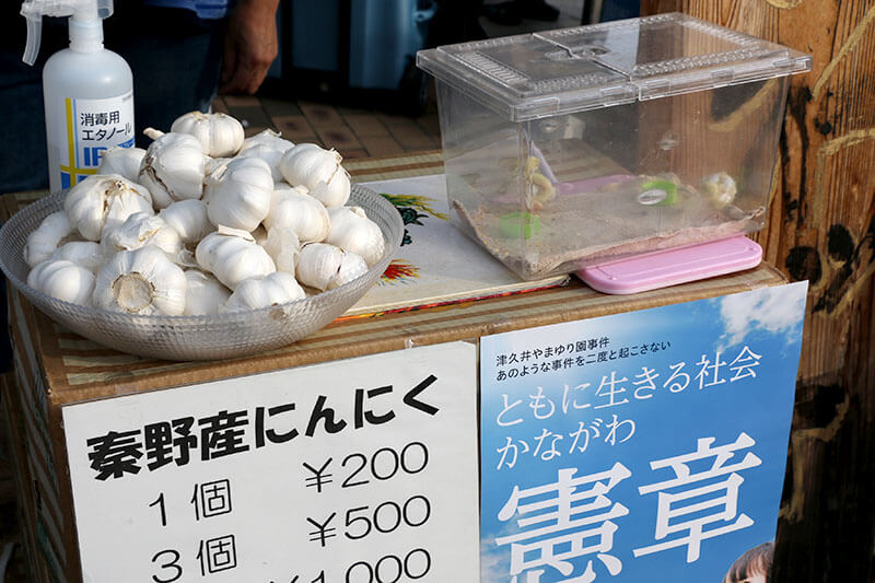 秦野産にんにくとヒメウズラ